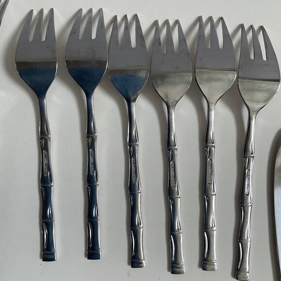 EXF8 by Excel Stainless, Korea, Glossy, Bamboo Handle silverware 25pc set MCM - Picture 13 of 16